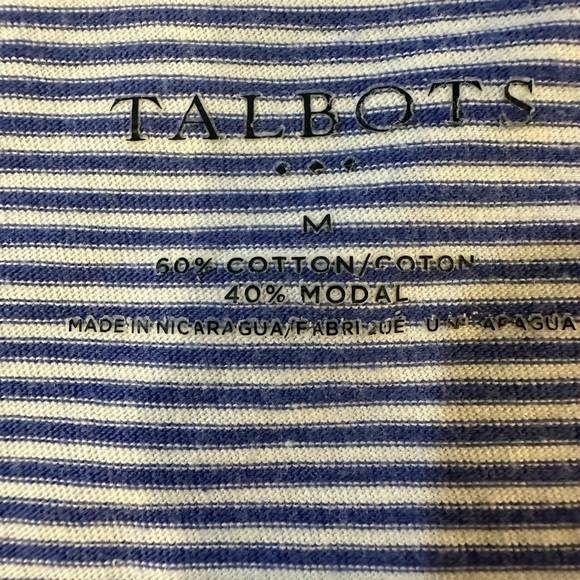 Talbots Blue Striped 3/4 Sleeve Women's Top Size Medium - Picture 3 of 7